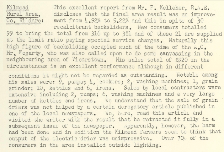 1955 Progress report in Kilmead area Courtesy ESB Archives